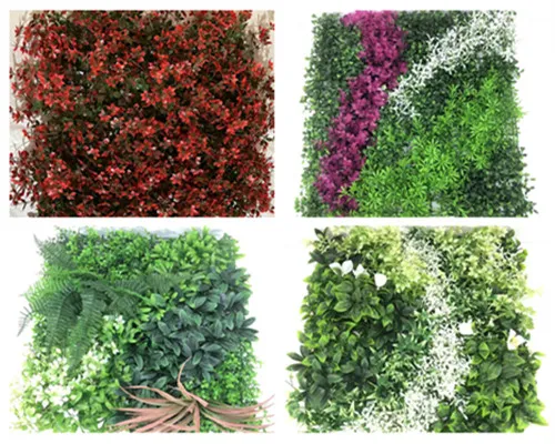 Matching skills of artificial grass wall and artificial hanging plants