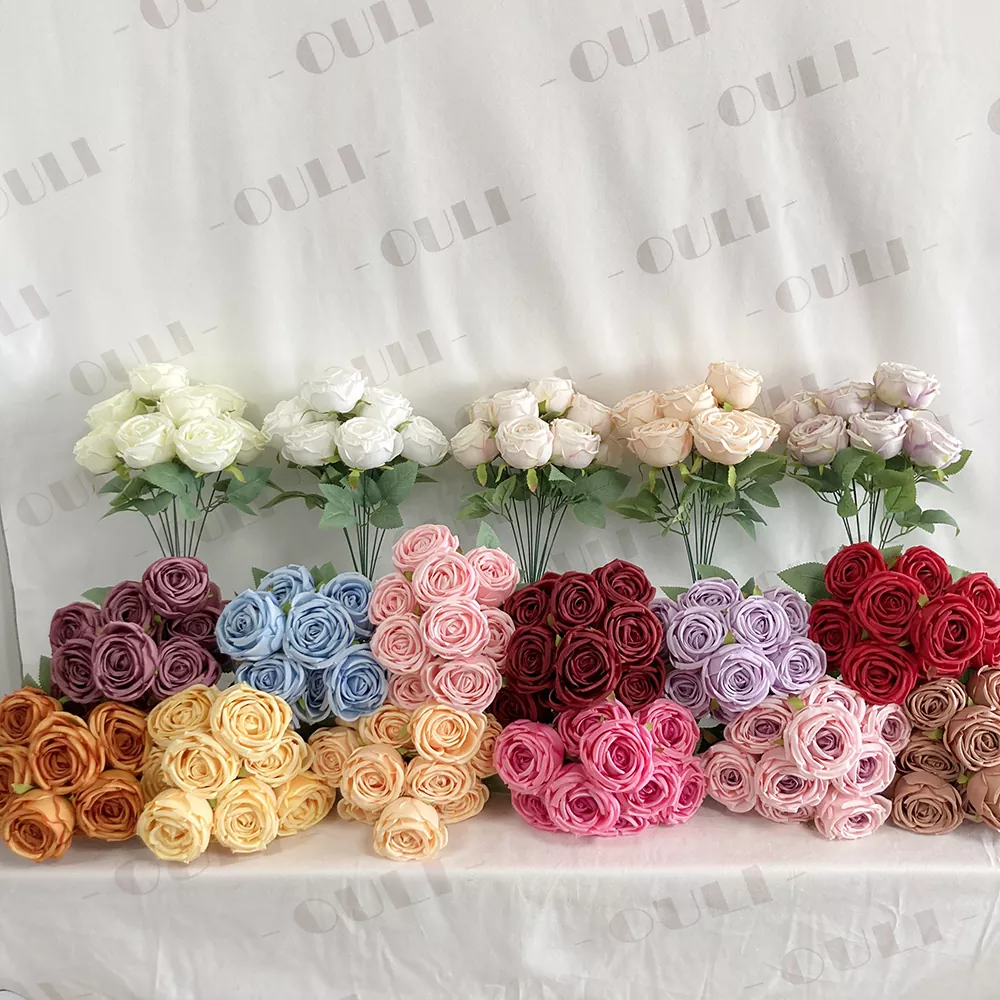 9 Heads Artificial Rose Bouquet