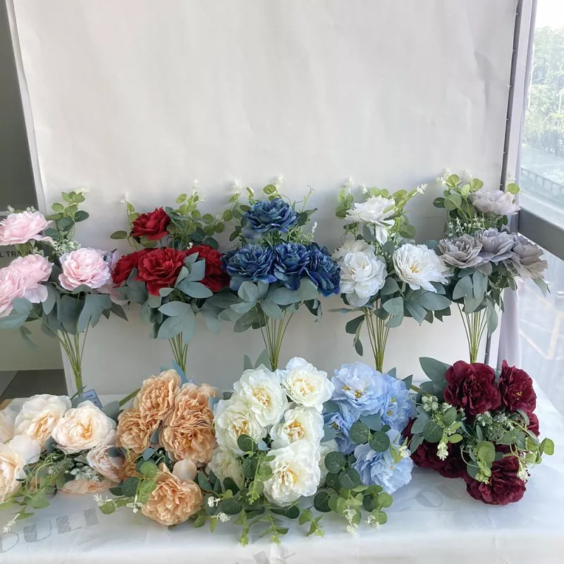 Eucalyptus Leaves Fake Peony Bouquet
