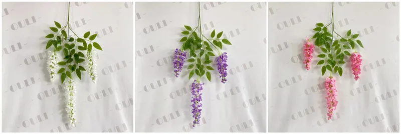 Custom color artificial wisteria installation for banquet hall decoration