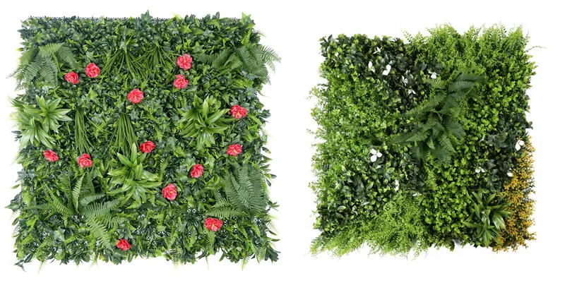Clean artificial grass wall panel with soft brush