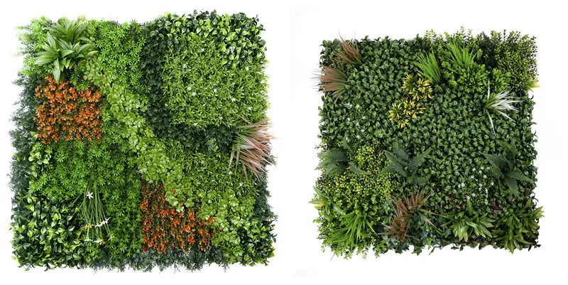 UV-resistant artificial greenery wall for outdoor use