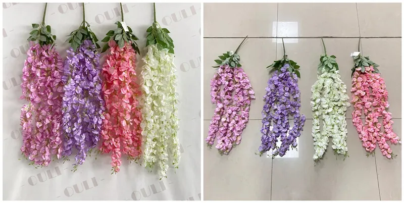Purple Fake Wisteria Vines with 3 Fork Design