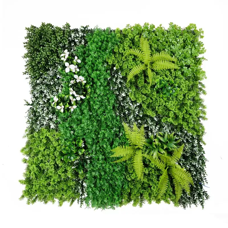 Realistic Artificial Grass Vertical Wall with Flowers