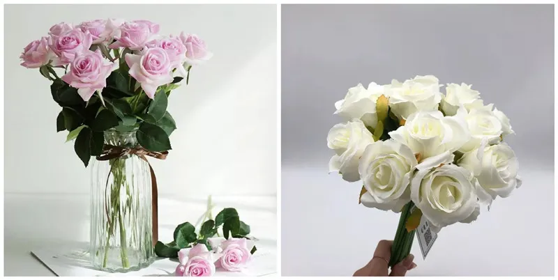 Cheerful faux roses in bright colors for birthday celebration