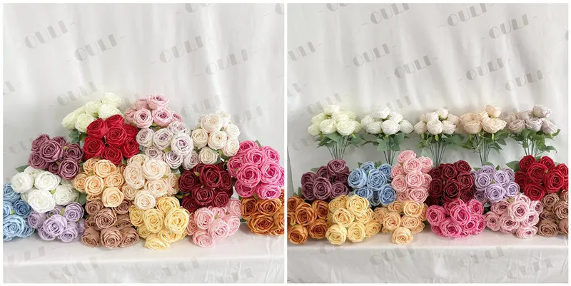 Champagne faux roses used for wedding stage backdrop