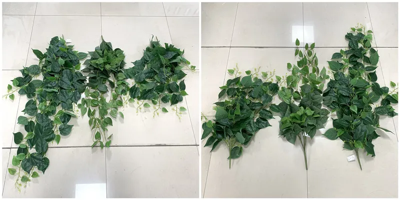 Metal grid used for wall-mounted faux plant display