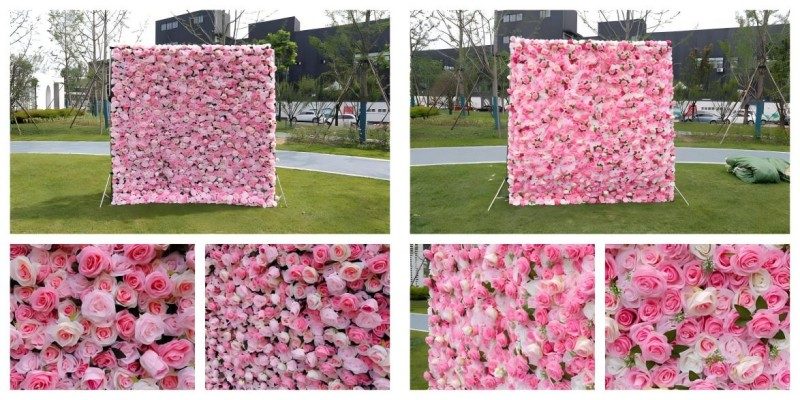 Spring seasonal flower walls with pastel artificial flowers for weddings