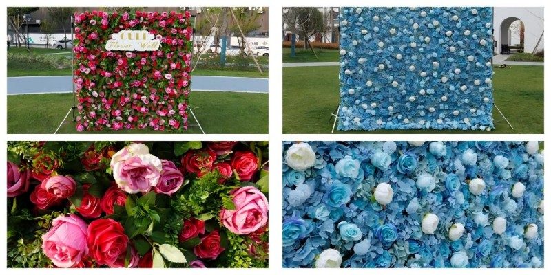 Summer seasonal flower walls featuring vibrant artificial flowers for outdoor parties