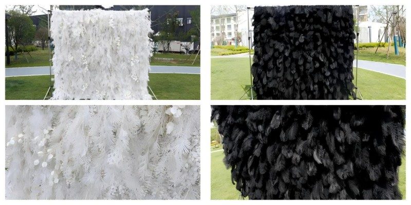 Winter seasonal flower walls with white and red artificial flowers for Christmas events