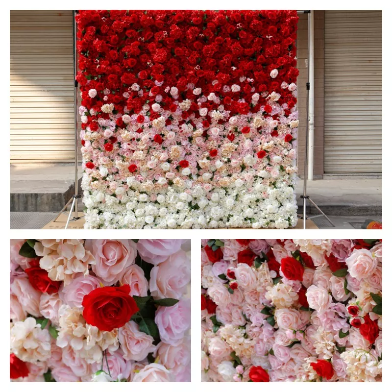 Wholesale artificial flower wall with roses and hydrangeas for weddings