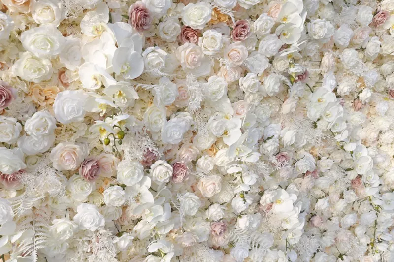 Custom artificial flower wall for photography and photo booth