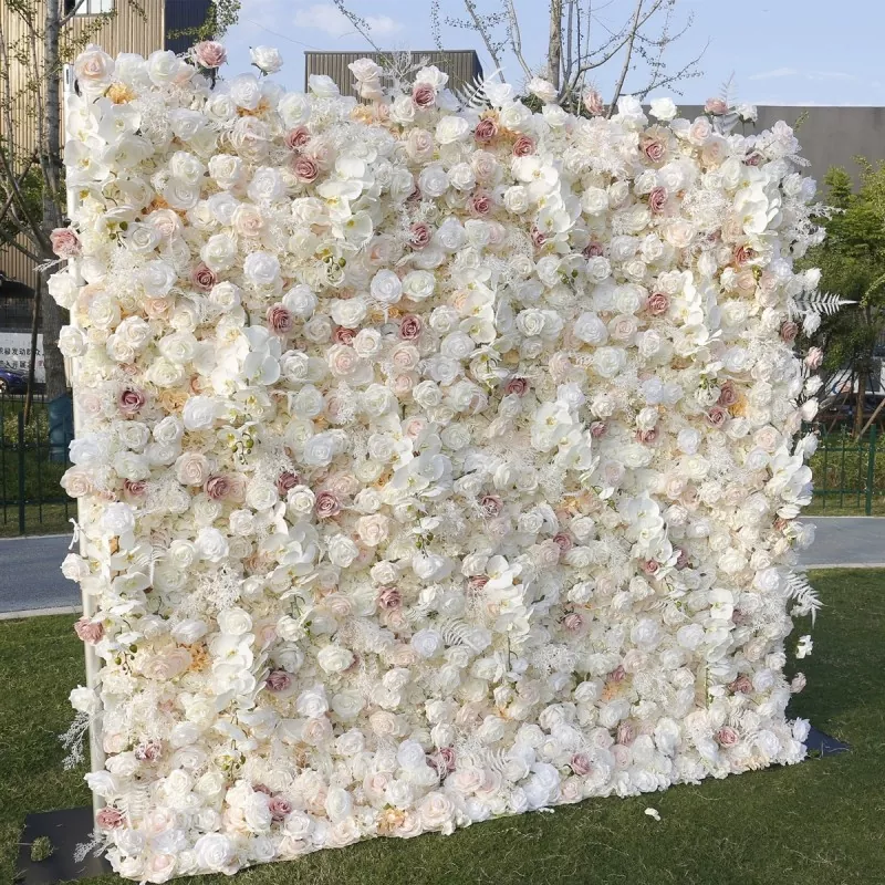 Rose and hydrangea flower wall for luxury event decoration