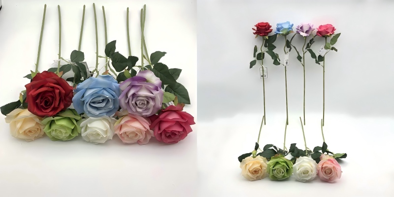 PU artificial roses with soft petals for luxury wedding bouquets