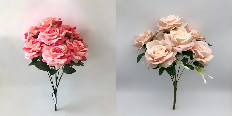 Red artificial rose bouquets for romantic home décor and event arrangements, available in bulk.