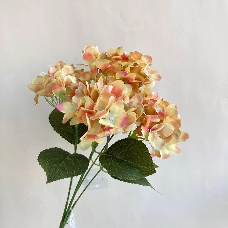 Pink hydrangea artificial flowers 5 heads faux bouquet bulk