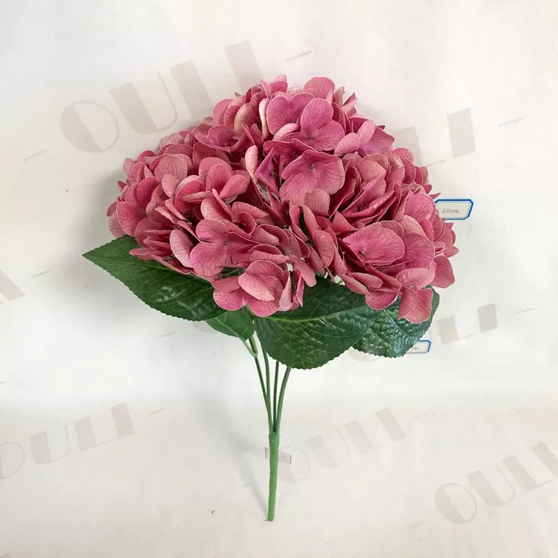 Rigid PVC hydrangea artificial heads with molded petal texture details