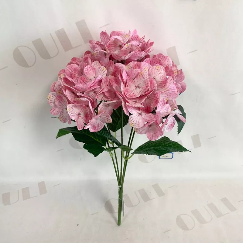 Rigid PVC hydrangea heads with clear petal textures and realistic appearance